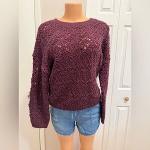 NWT DKNY Women's Purple Knit Sweater SIZE L